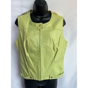Alberto Makali RARE Kiwi Green Snakeskin Natural Leather Vest 12 Designer Moto